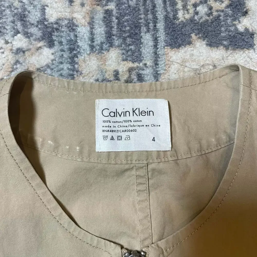 Calvin Klein Vintage Khaki Cotton Utility Safari Vest with Pockets Size 4 - Picture 5 of 5